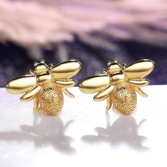 Artisan Made Textured Dainty Bee Earrings - Picture 7 of 12